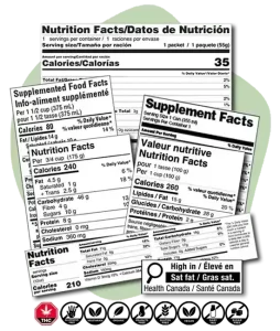 compliant US/CA nutrition facts labels with allergens