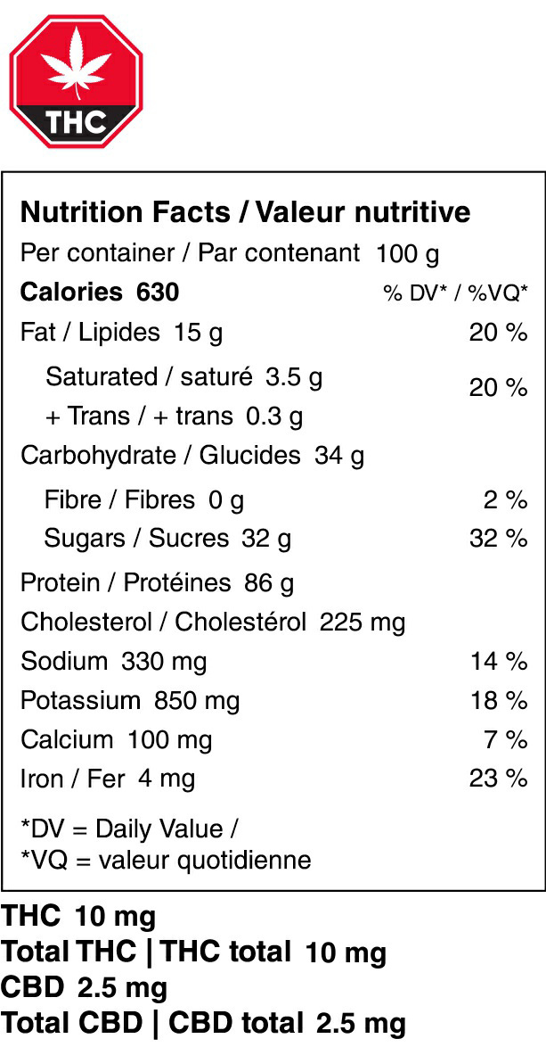 cannabis edible bilingual label