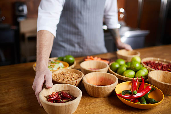 chef choosing aromatic spices