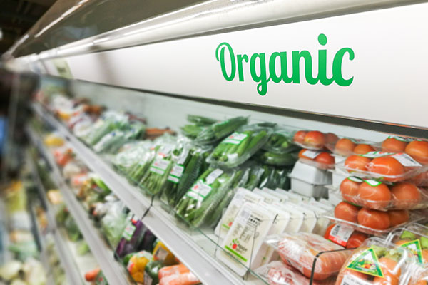 organic aisle at a grocery store