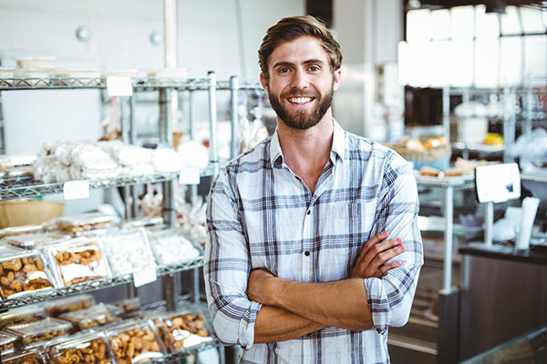 customer smiling in a store
