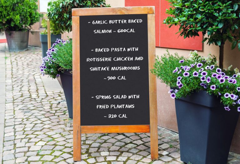 Menu Blackboard with Calories