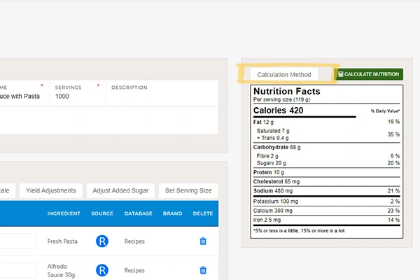 nutrient calculation method