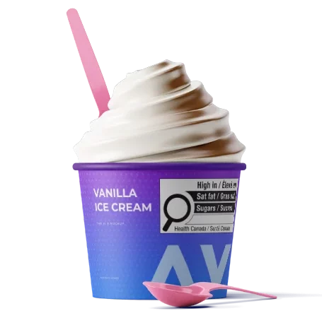 ice cream with fop label