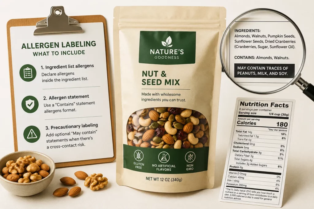 food allergen labeling, what to include on labels