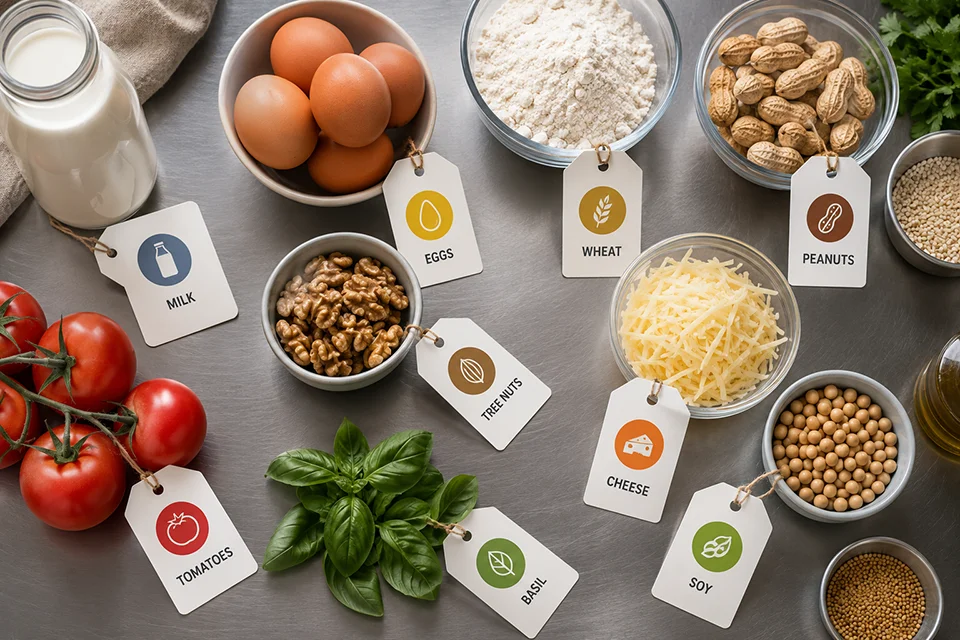 ingredients with their allergen tag