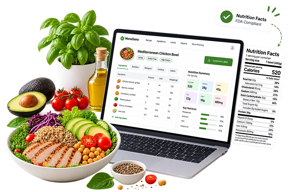 MenuSano nutrition analysis software