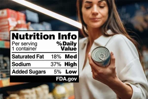 woman holding canned food in grocery store 2